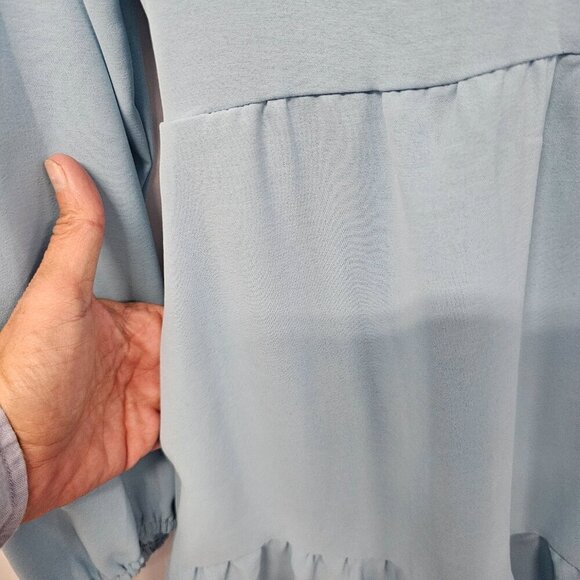 NWT Roylamp Blue Boho Shirt Dress Tiered Minimalist S - Picture 9 of 13